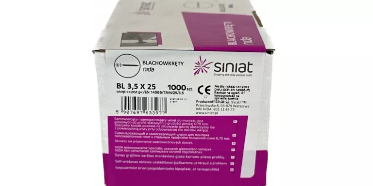 WKRĘTY DO METALU 3,5X25MM NIDA SINIAT 1000 SZT.