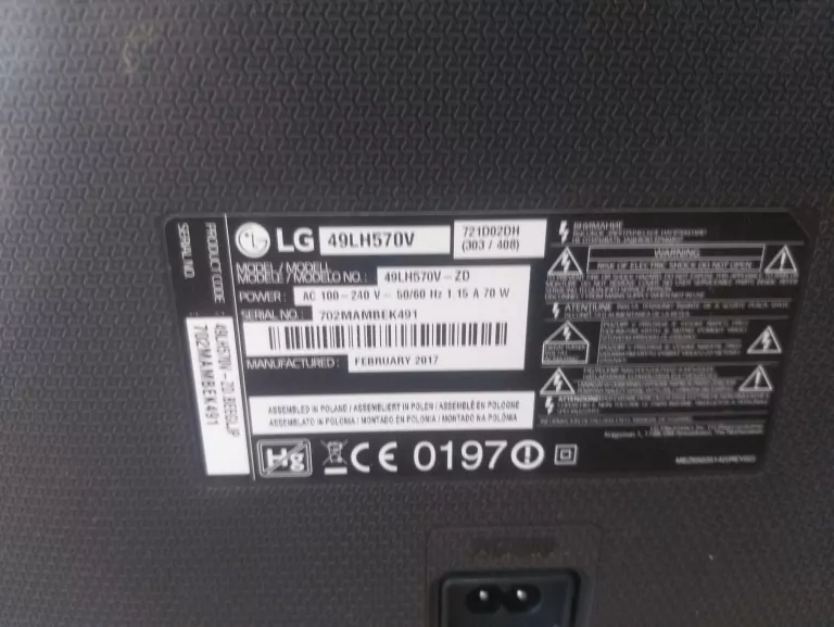 TELEWIZOR LG 49LH570V SMART TV + PILOT NIE ORYGINALNY
