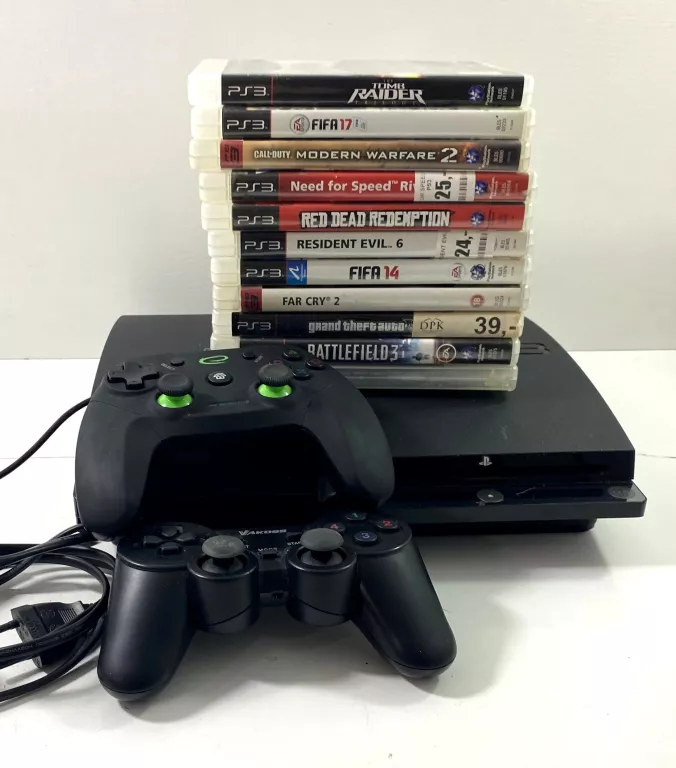 KONSOLA PS3 CECH-2504A + 2 PADY NIEORGINALNE + 11 GIER + KABEL ZAS