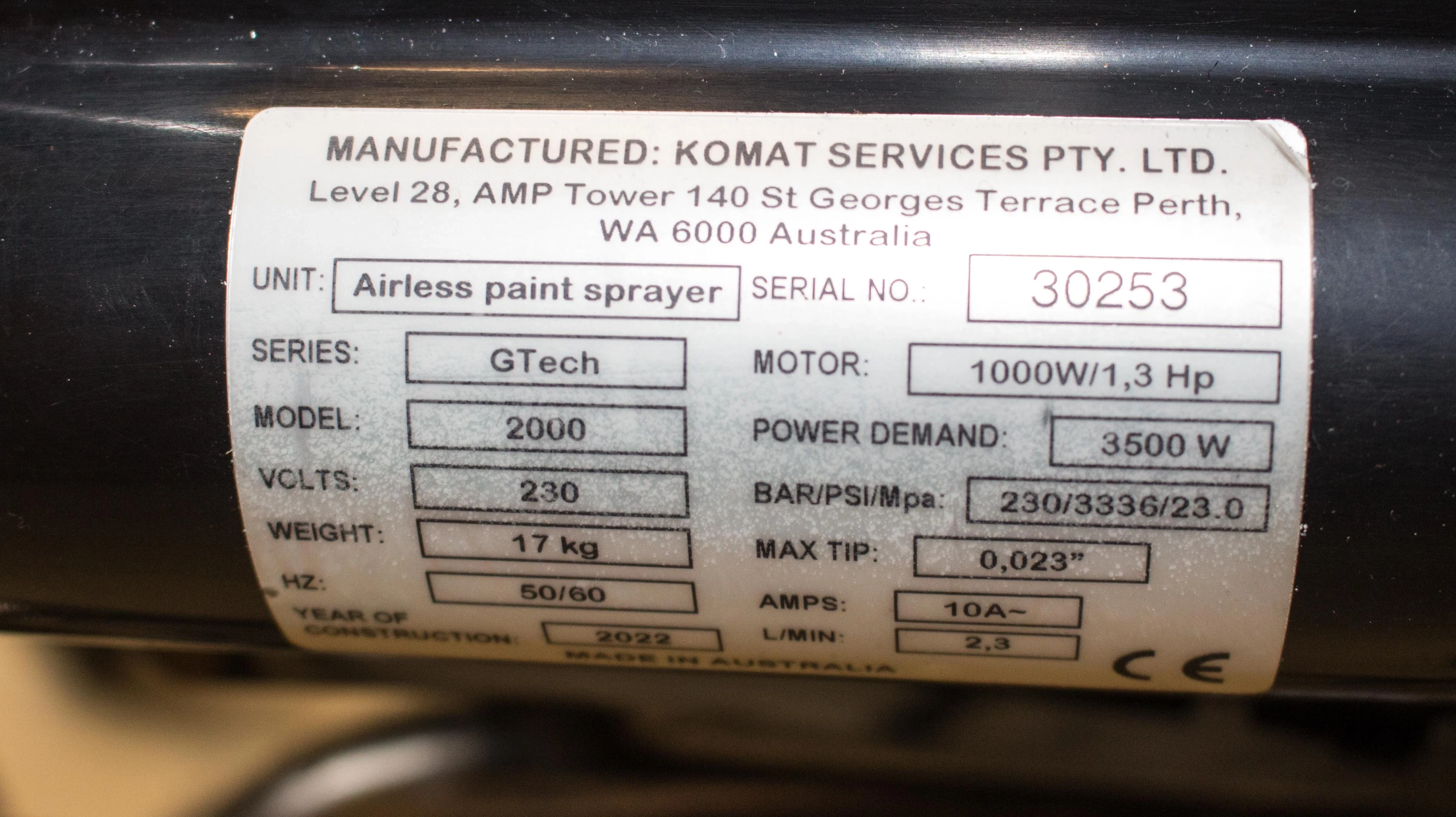 agregat-malarski-komatz-gtech-2000-opis-model-gtech-2000