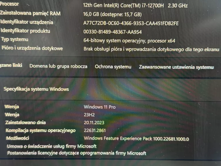 LAPTOP MEDION ERAZER MAJOR X10 WIN11 PRO/16 RAM/1TB SSD