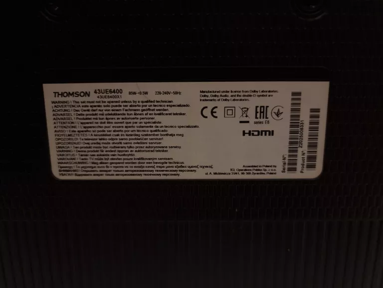 TELEWIZOR THOMSON 43UE6400