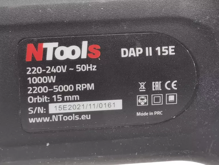 POLERKA ELEKTRYCZNA ROTACYJNA DUAL ACTION NTOOLS DAP II 15E 1000W