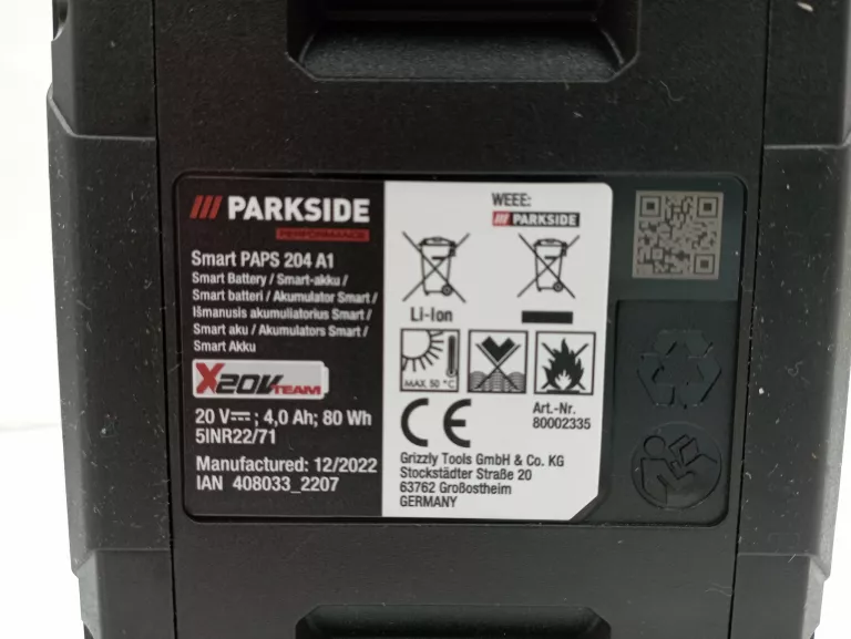 AKUMULATOR BATERIA PARKSIDE PERFORMANCE PAPS 204 A1 20V 4AH BLUETOOTH