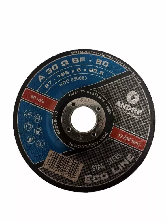 TARCZA ANDRE 12250 RPM 125 X 6 X 22,23 MM STAL