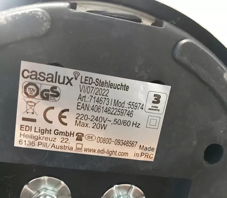 LAMPA STOJĄCA CASALUX LED-STEHLEUCHTE SREBRNA