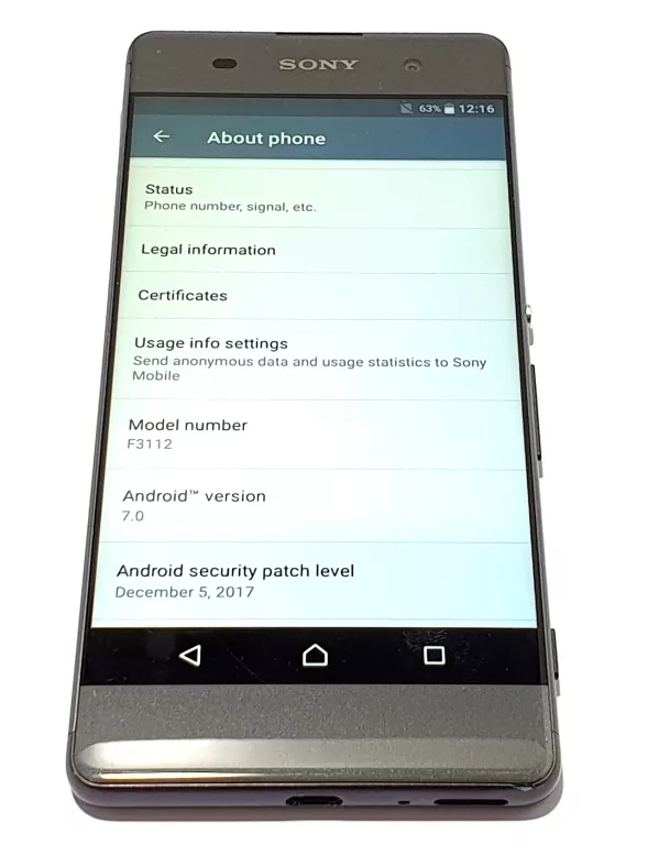 TELEFON SONY XPERIA XA 2/16GB F3111 2300MAH GRAFITOWY PROBLEM Z LITERA P