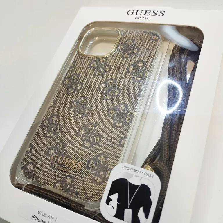 ETUI IPHONE 14 GUESS WITH STRAP BRĄZOWE