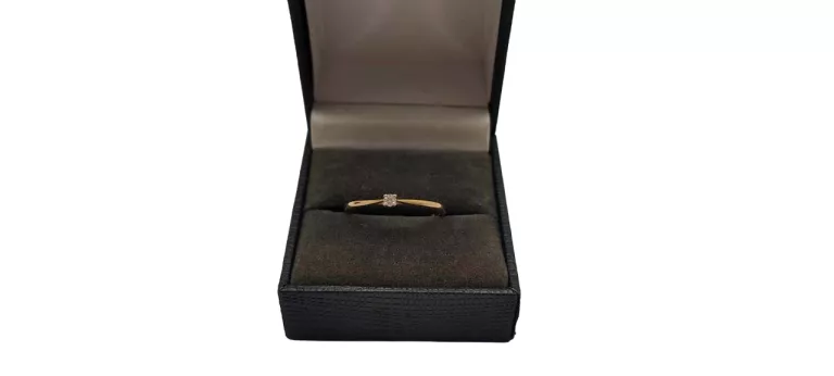 ZŁOTY PIERŚCIONEK Z BRYLANTEM 0,05 CT PR.585 R19 CERTYFIKAT