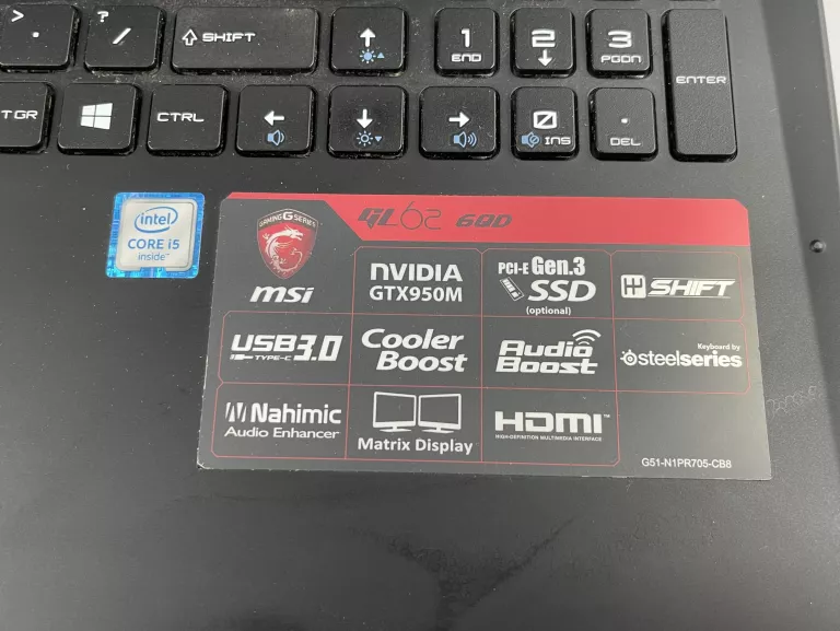 LAPTOP MSI GL62 6QD 15,6 " INTEL CORE I5 8 GB 512GB