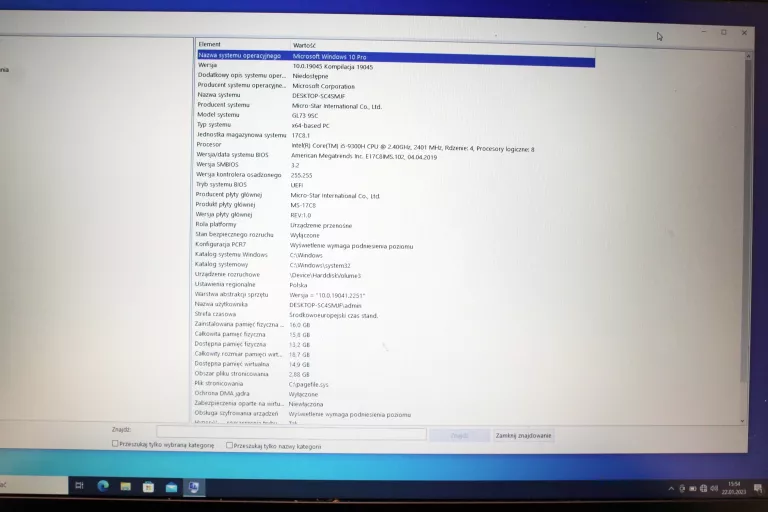 LAPTOP MSI GAMING 16GB RAM SSD 256GB + HDD 1TB GEFROCE 1650