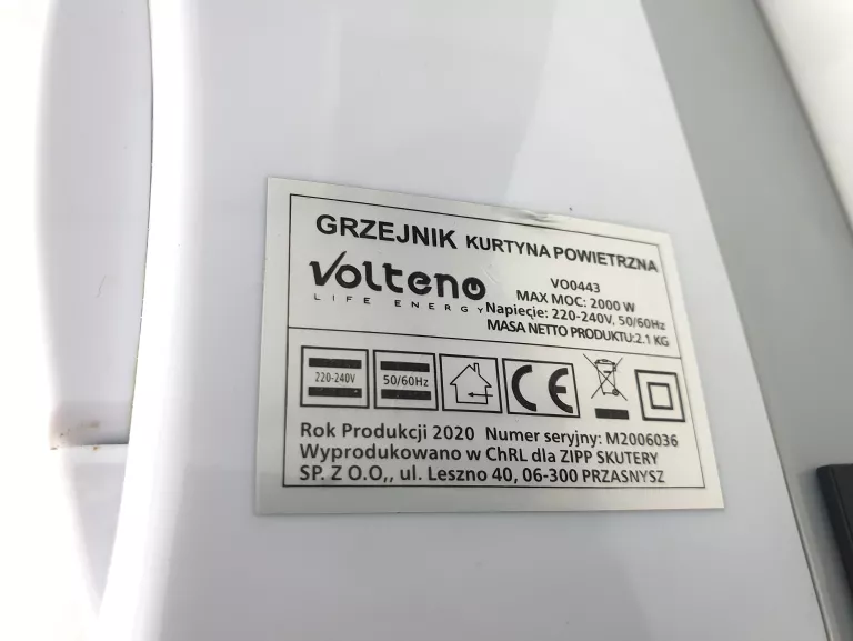 KURTYNA POWIETRZNA 2000W (VO0443) VOLTENO