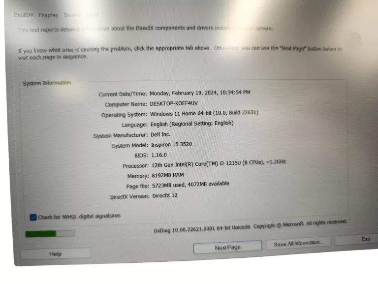 LAPTOP DELL INSPIRON 15 3520 + ZASILACZ