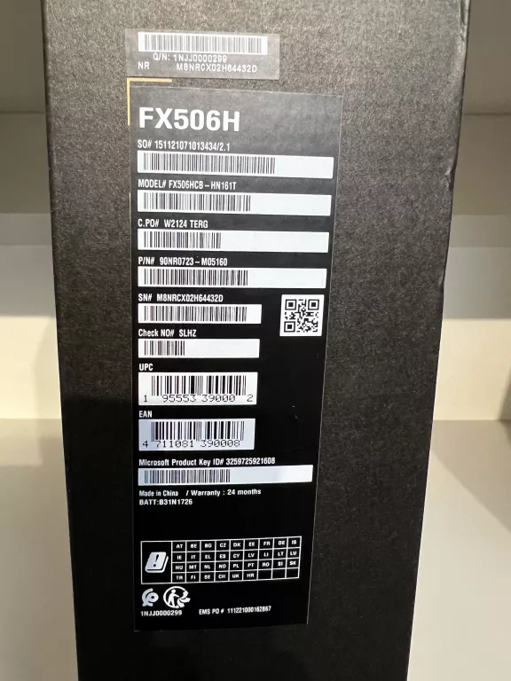 LAPTOP ASUS FX 506H / KARTON