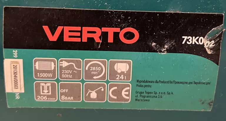 KOMPRESOR OLEJOWY 1500W VERTO 73K002