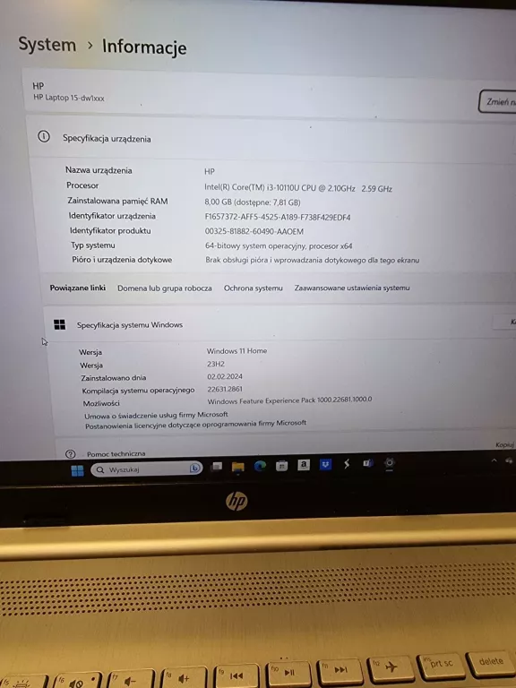 LAPTOP HP 15-DW1000NW + ZASILACZ
