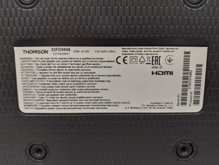 TELEWIZOR THOMSON 32FD5506 LED 32'' FULL HD SMART TV 3.0
