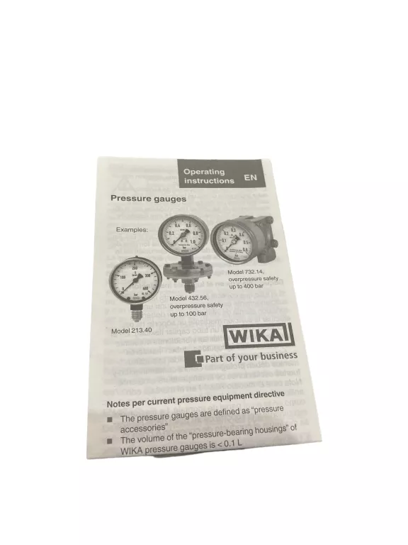 MANOMETR KONTROLNY WIKA 312.20.160 PCA + KARTON