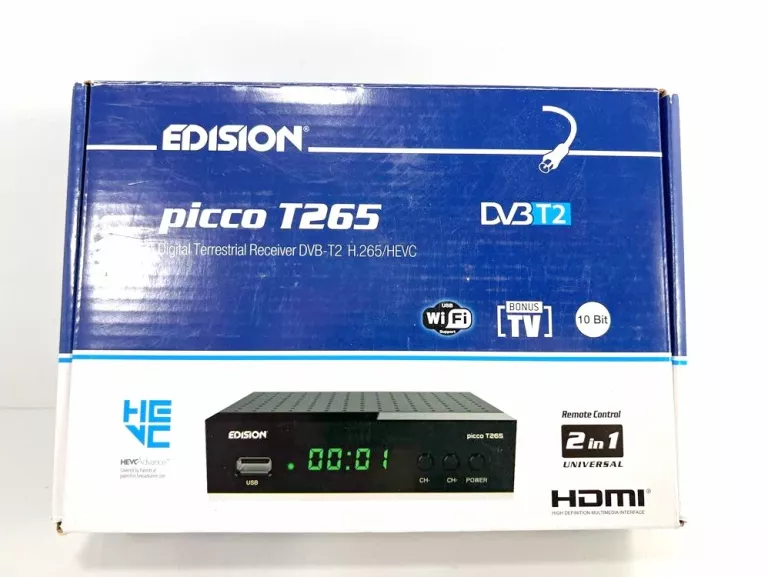 TUNER DEKODER TV DVB-T2 H.265\HEVC MPEG4 EDISION EDISON PICCO T265 WIFI