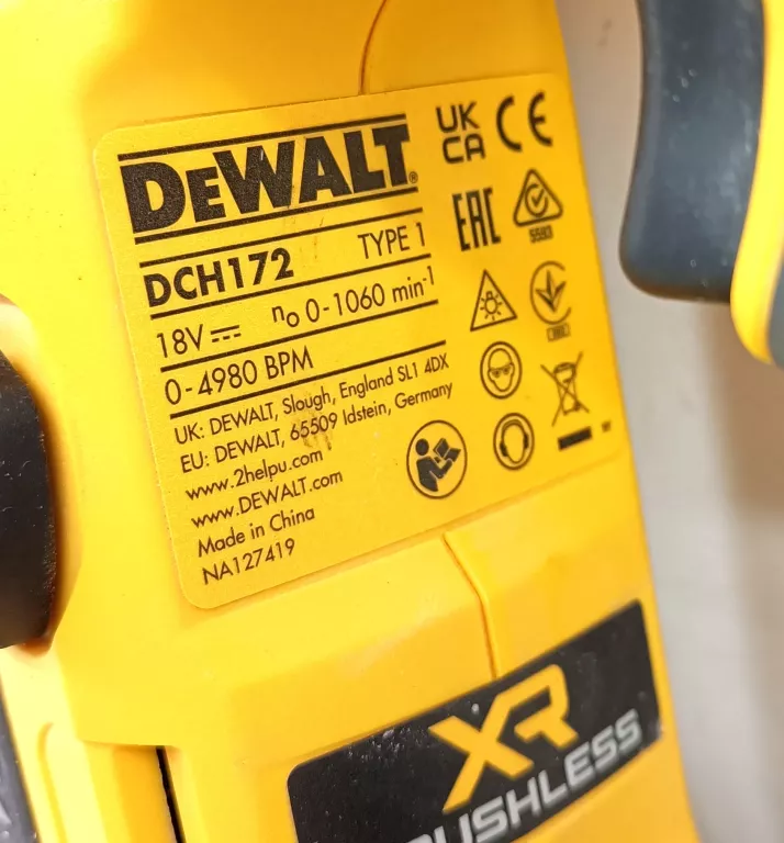 MŁOTOWIERTARKA DEWALT DCH172 BAT. ŁAD.