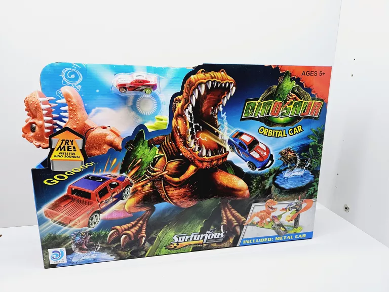 TOR SAMOCHODOWY T-REX WYRZUTNIA 2 AUTKA DINOZAUR