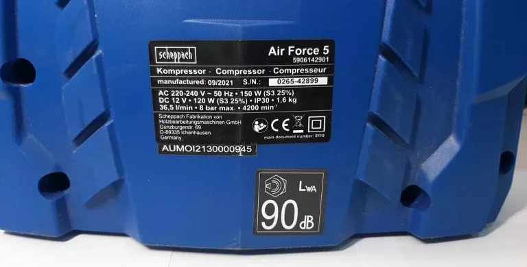 KOMPRESOR BEZOLEJOWY SCHEPPACH AIR FORCE 5 0 L 8 BAR/PUDEŁKO