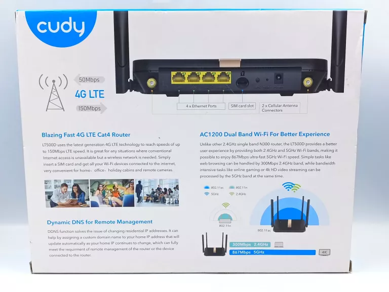CUDY ROUTER LT500D MESH AC1200 4G LTE SIM PUD