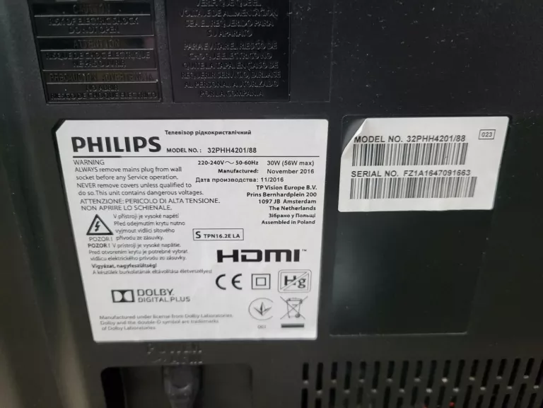 TELEWZIOR PHILIPS 32PHH4201 PILOT KABEL ZASILAJĄCY / PRZEPALENIA MATRYCY