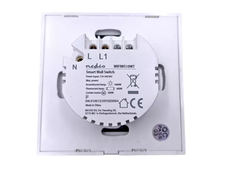 INTELIGENTNY PRZEŁĄCZNIK NEDIS WIFIWS10WT SMART LIGHT SWITCH POJEDYNCZY