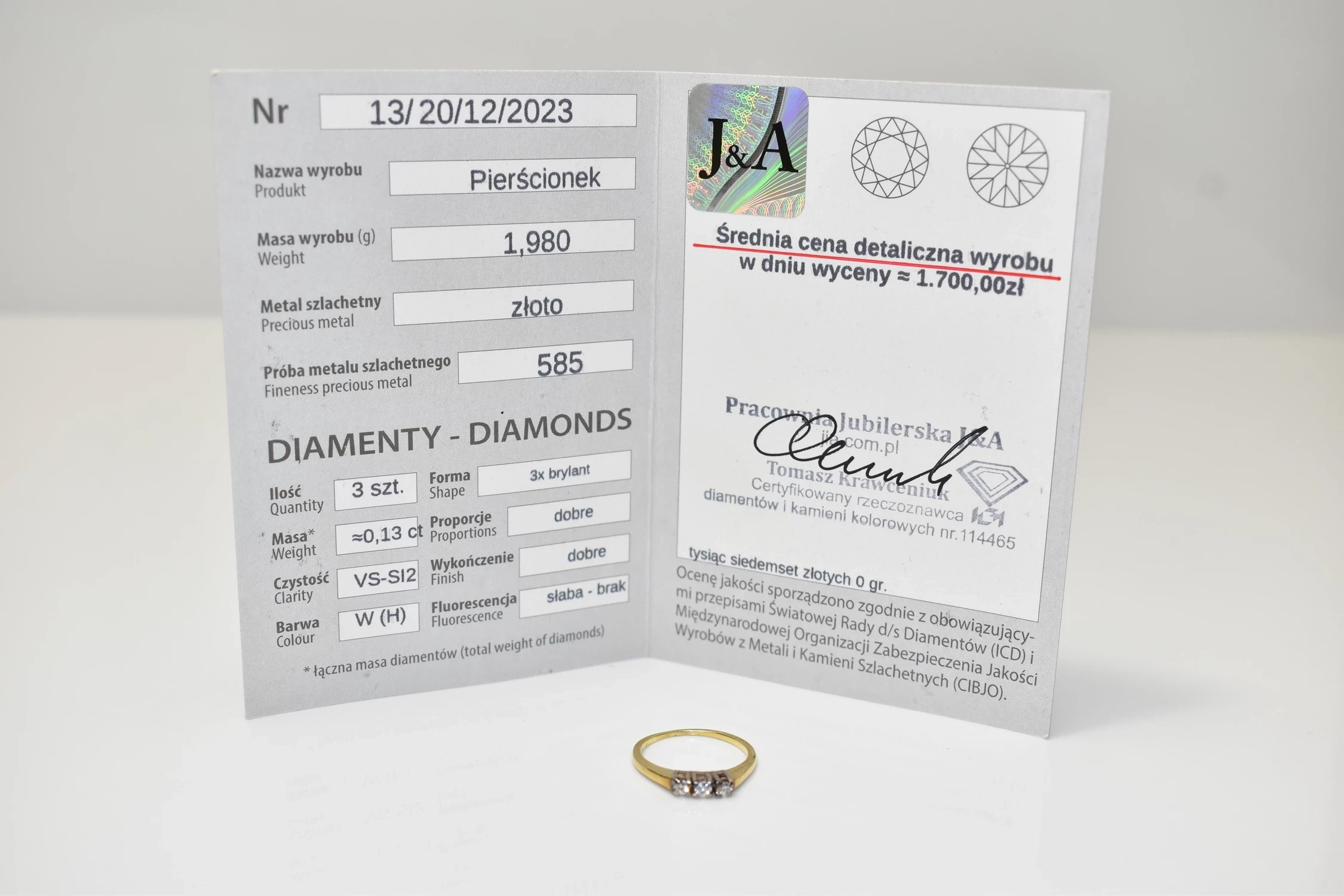 zloty-pierscionek-z-kamieniami-585-199g-r10-3x-brylant-013ct-dworcowa-2-leszno-gold-fish