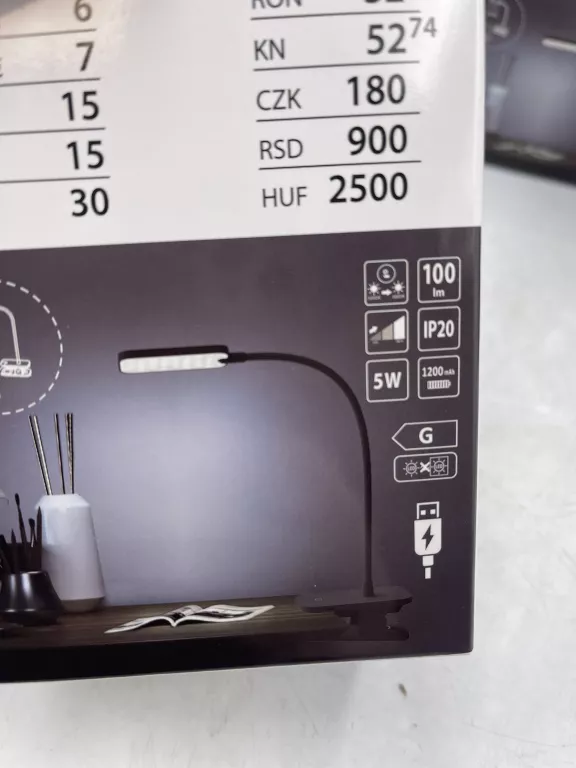 LAMPKA BIURKOWA LED USB PEPCO HOME CZARNA/BIAŁA