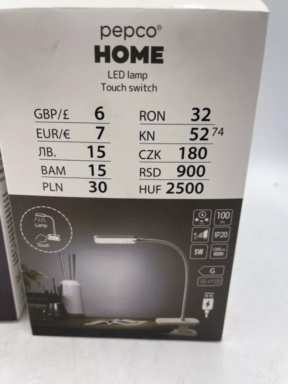 LAMPKA BIURKOWA LED USB PEPCO HOME CZARNA/BIAŁA