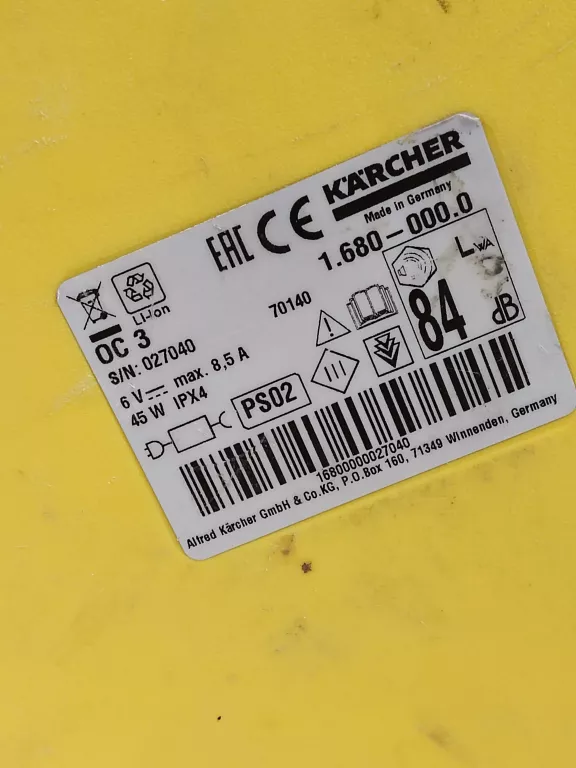 MAŁA MYJKA PRZENOŚNA KARCHER OC3 230V 45W 5BAR