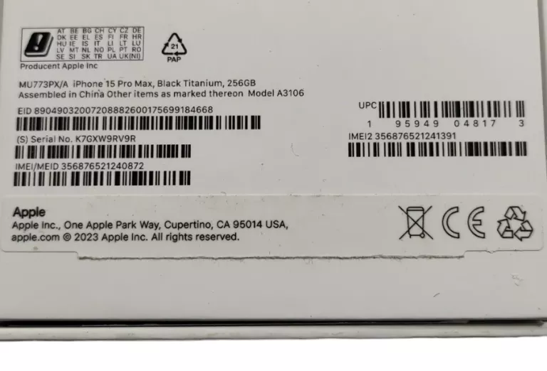 TELEFON IPHONE 15 PRO MAX 256GB KOMPLET GWARANCJA 100% KONDYCJI