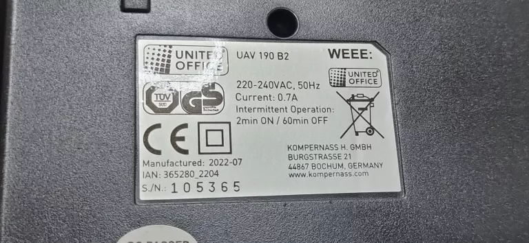 UNITED OFFICE NISZCZARKA DOKUMENTÓW UAV 190 B2
