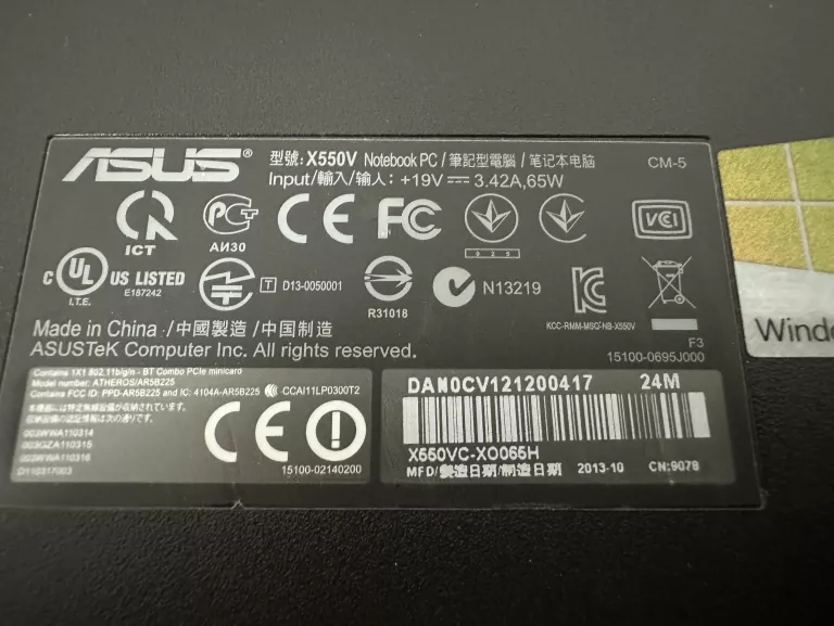 LAPTOP ASUS X550V