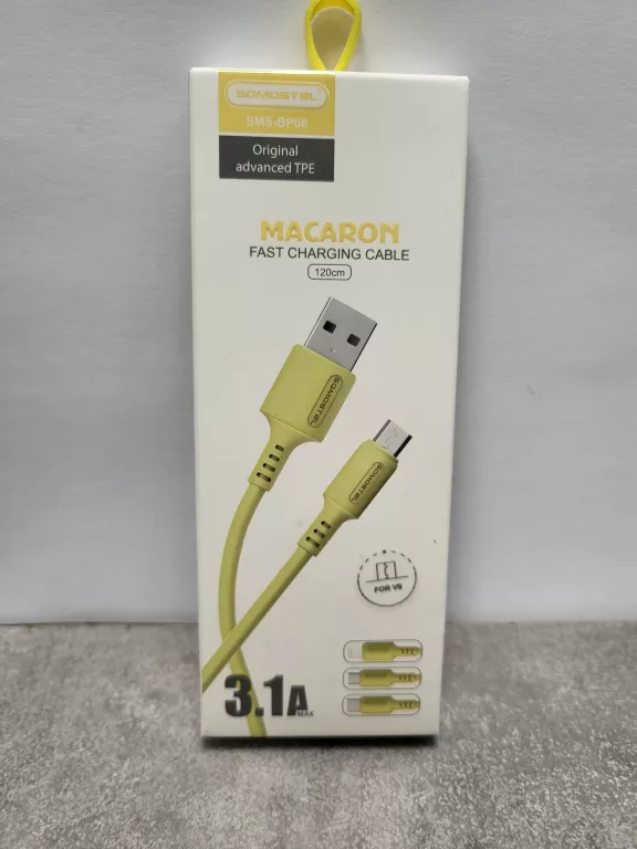 KABEL USB MICRO 3A SOMOSTEL ŻÓŁTY 1.2M SMS-BP06