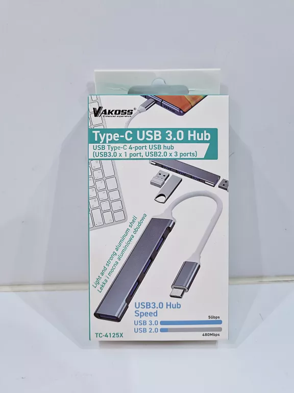 VAKOSS HUB TYPE-C USB 3.0 4-PORTOWY TC-4125X