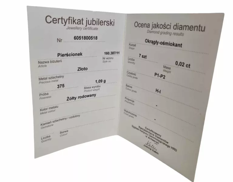 PIERŚCIONEK APART Z DIAMENTEM + CERTYFIKAT
