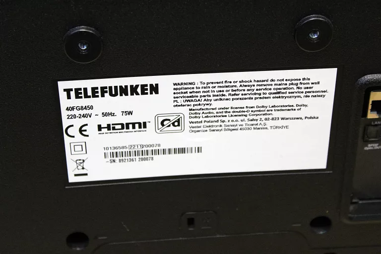 TELEWIZOR TELEFUNKEN 40FG8450 FULL HD SMART TV 40 CALI
