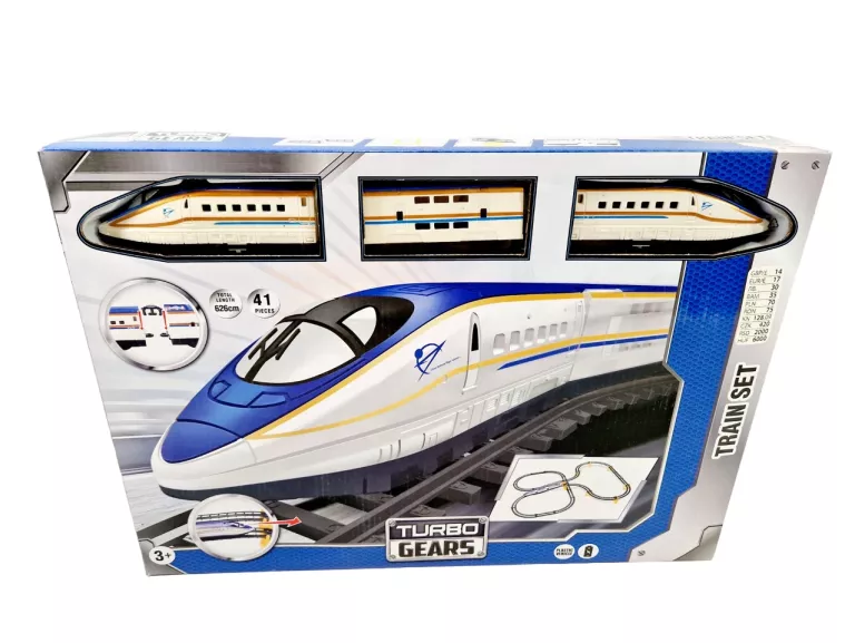 TURBO GEARS TRAIN SET | ZESTAW KOLEJ TORY POCIĄG | 3+ 626CM 41 EL.
