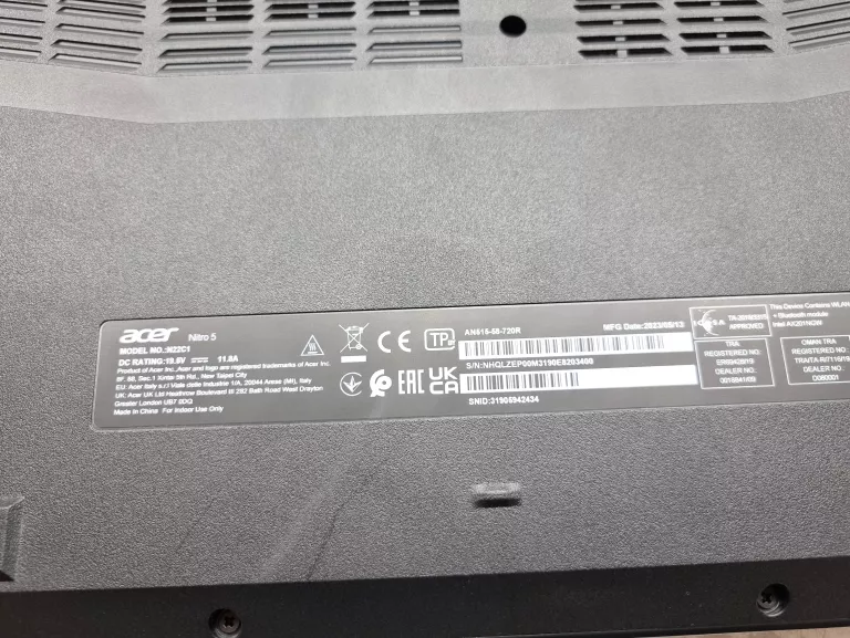 LAPTOP ACER NITRO 5 AN515-58-720R I7 16GB RAM 512GB SSD GEFORCE RTX4050