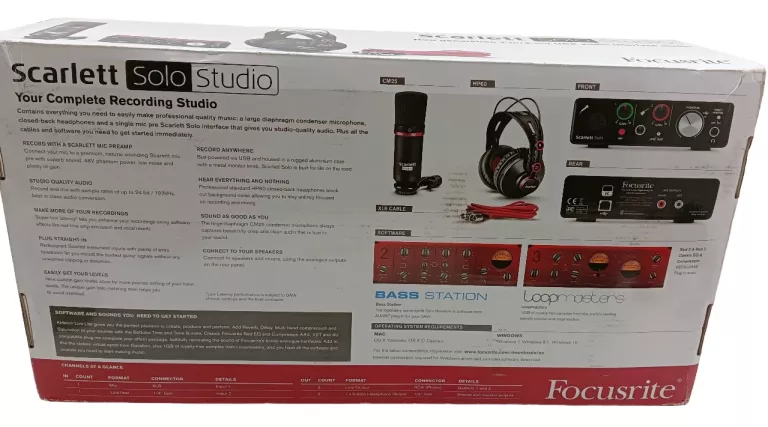ZESTAW MUZYCZNY FOCUSRITE SCARLETT SOLO STUDIO PACK 2GEN PUDEŁKO