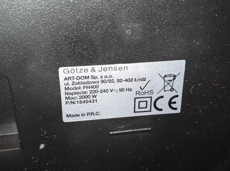 GRZEJNIK ELEKTRYCZNY CERAMICZNY GOTZE & JENSEN FH400