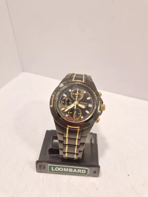 ZEGAREK PULSAR CZARNO ZŁOTY VD67-X002