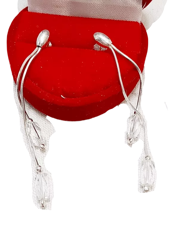 SREBRNE KOLCZYKI KRYSZTAŁKI 925 PRÓBA 3,4G DŁ. 6CM