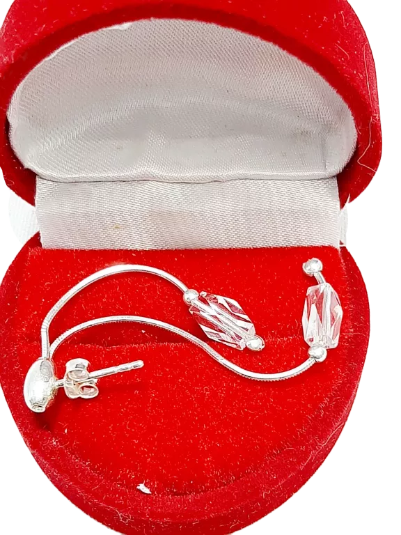 SREBRNE KOLCZYKI KRYSZTAŁKI 925 PRÓBA 3,4G DŁ. 6CM