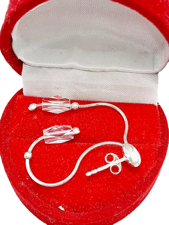 SREBRNE KOLCZYKI KRYSZTAŁKI 925 PRÓBA 3,4G DŁ. 6CM