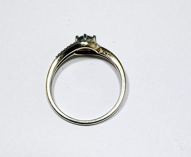 PIĘKNY ZŁOTY PIERŚCIONEK TOPAZ DIAMENTY APART R.17 585 1,92G