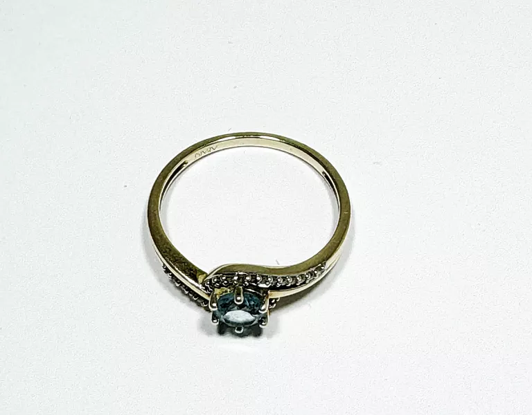 PIĘKNY ZŁOTY PIERŚCIONEK TOPAZ DIAMENTY APART R.17 585 1,92G